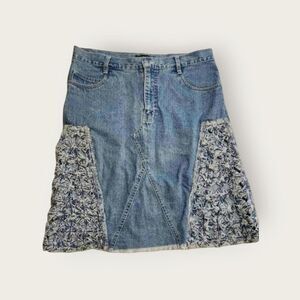 Vintage Y2k early 2000s Xhilaration medium wash denim boho midi skirt